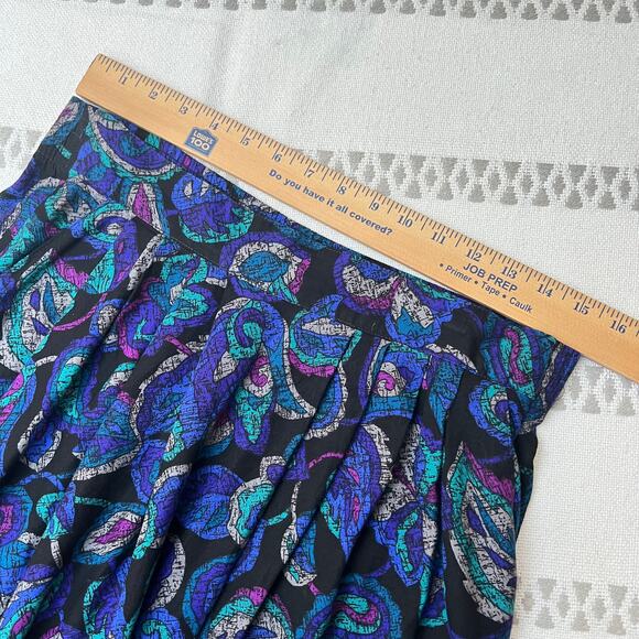 Vintage Ambiance Floral Print Peplum Hem Straight Skirt Blue Purple Women's M - Picture 5 of 11